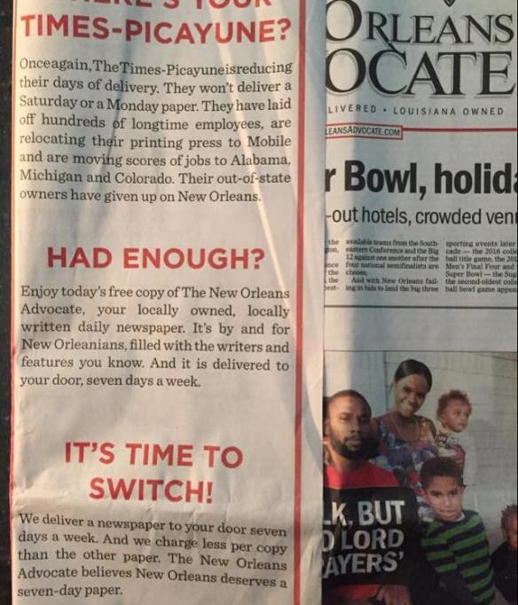 Wrap on the Jan. 3 edition of the New Orleans Advocate